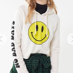 Urban Outfitters Smiley Face Cropped Hoodie